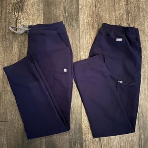 Two navy blue fig bottoms